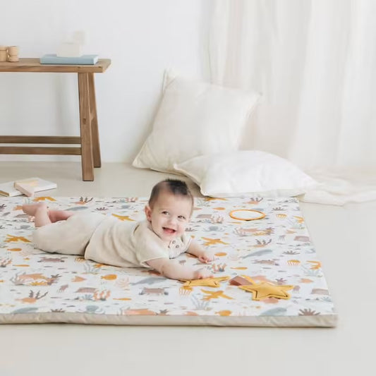 Tapis de motricité Babyhouse en coton bio – Motifs animaux marins