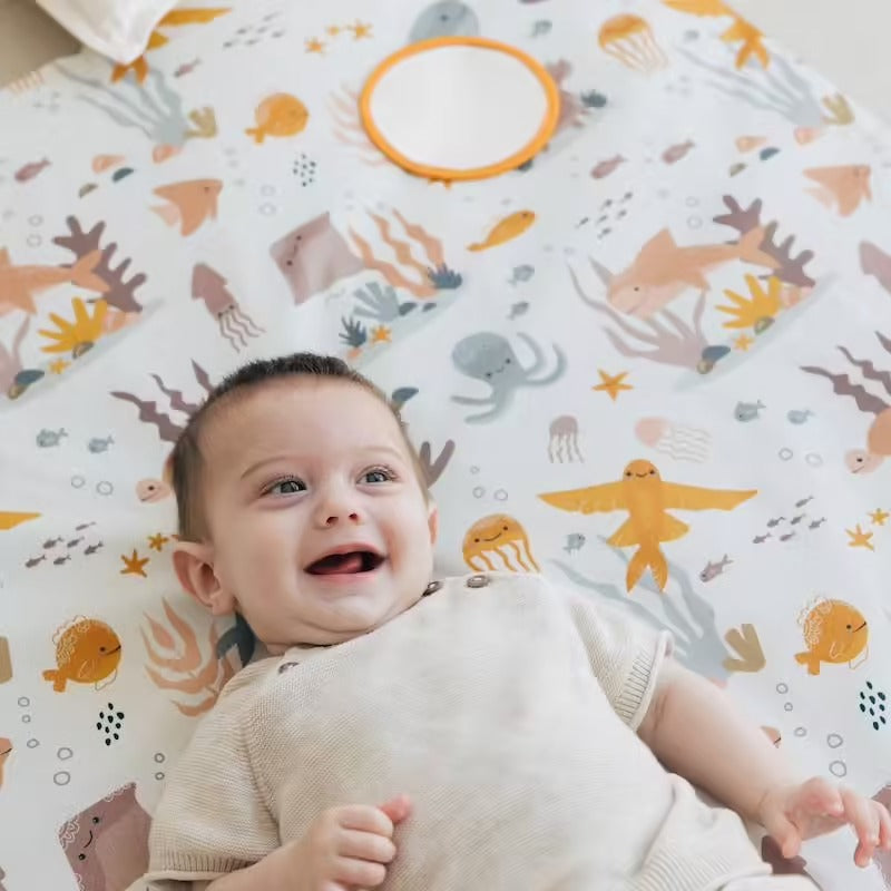 Tapis de motricité Babyhouse en coton bio – Motifs animaux marins
