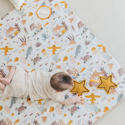 Tapis de motricité Babyhouse en coton bio – Motifs animaux marins