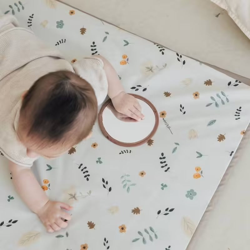 Tapis de motricité Babyhouse en coton bio – Motifs floraux