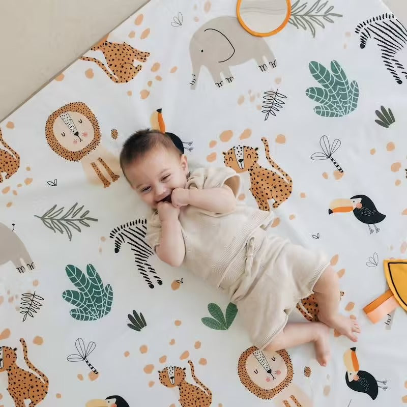 Tapis de motricité Babyhouse en coton bio – Motifs safari
