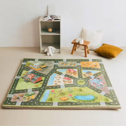 Tapis de motricité Babyhouse en coton bio – Motifs ville