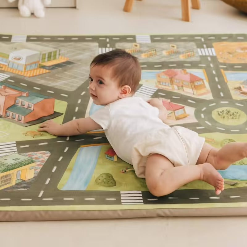 Tapis de motricité Babyhouse en coton bio – Motifs ville